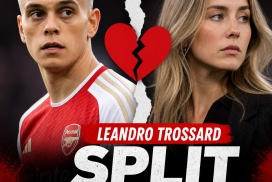 Leandro Trossard and wife Laura Hilvern smiling together before announcing their split after 13 years.