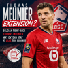 Thomas Meunier in Lille jersey, looking determined during a match, may extend his stay at Lille this summer.