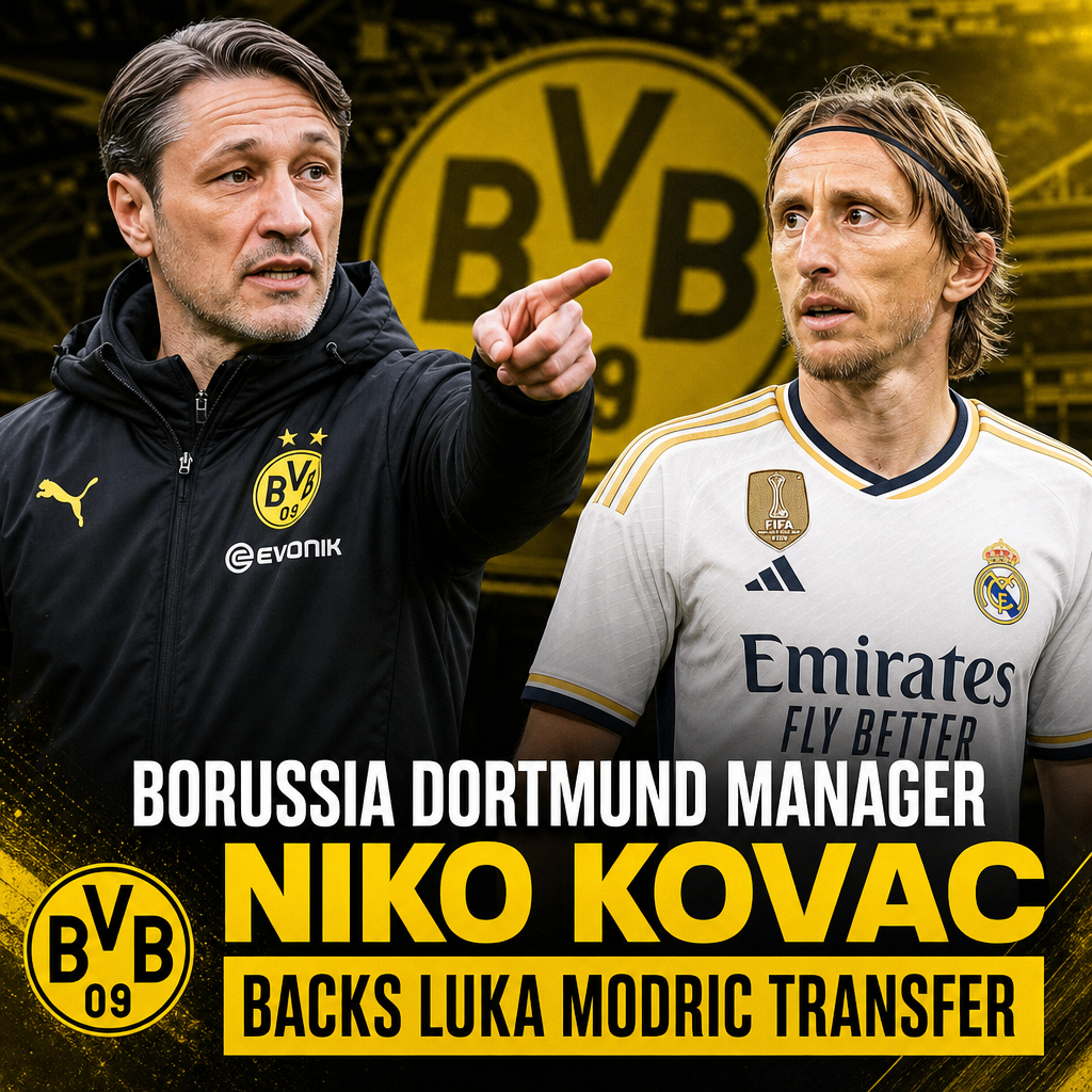 Borussia Dortmund manager Niko Kovac speaking at a press conference supporting Luka Modric transfer.