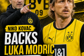 Borussia Dortmund manager Niko Kovac speaking at a press conference supporting Luka Modric transfer.