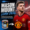 Mason Mount in Manchester United kit with Coventry City and Manchester United logos, symbolizing a summer loan deal.