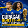 Curacao World Cup squad announcement with players Sontje Hansen and Tahith Chong featured in team uniforms.