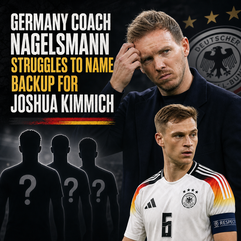 Germany coach Julian Nagelsmann looks thoughtful during a press conference about Joshua Kimmich's backup options.