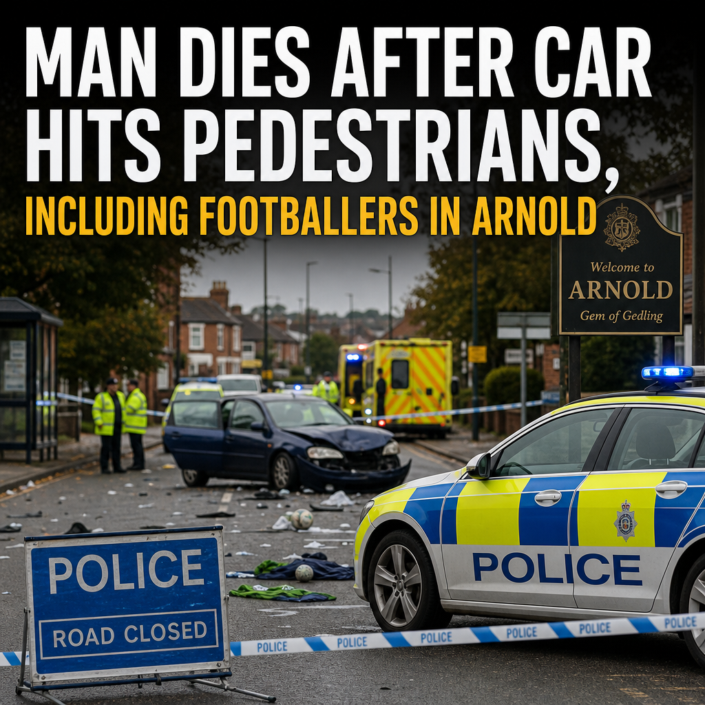 Police and emergency services at the scene of a fatal pedestrian crash involving footballers in Arnold.
