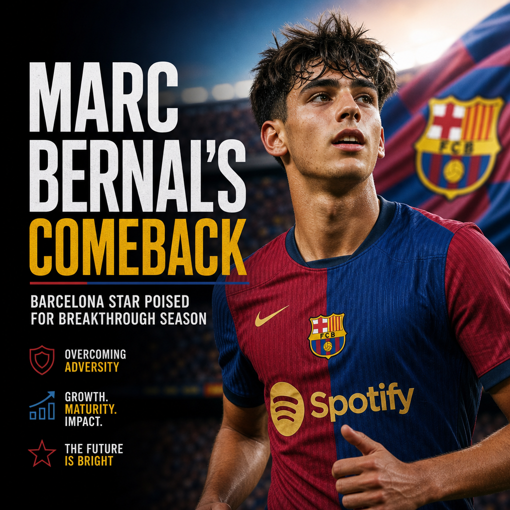 Marc Bernal in a Barcelona jersey, ready to make a strong comeback in the upcoming season.