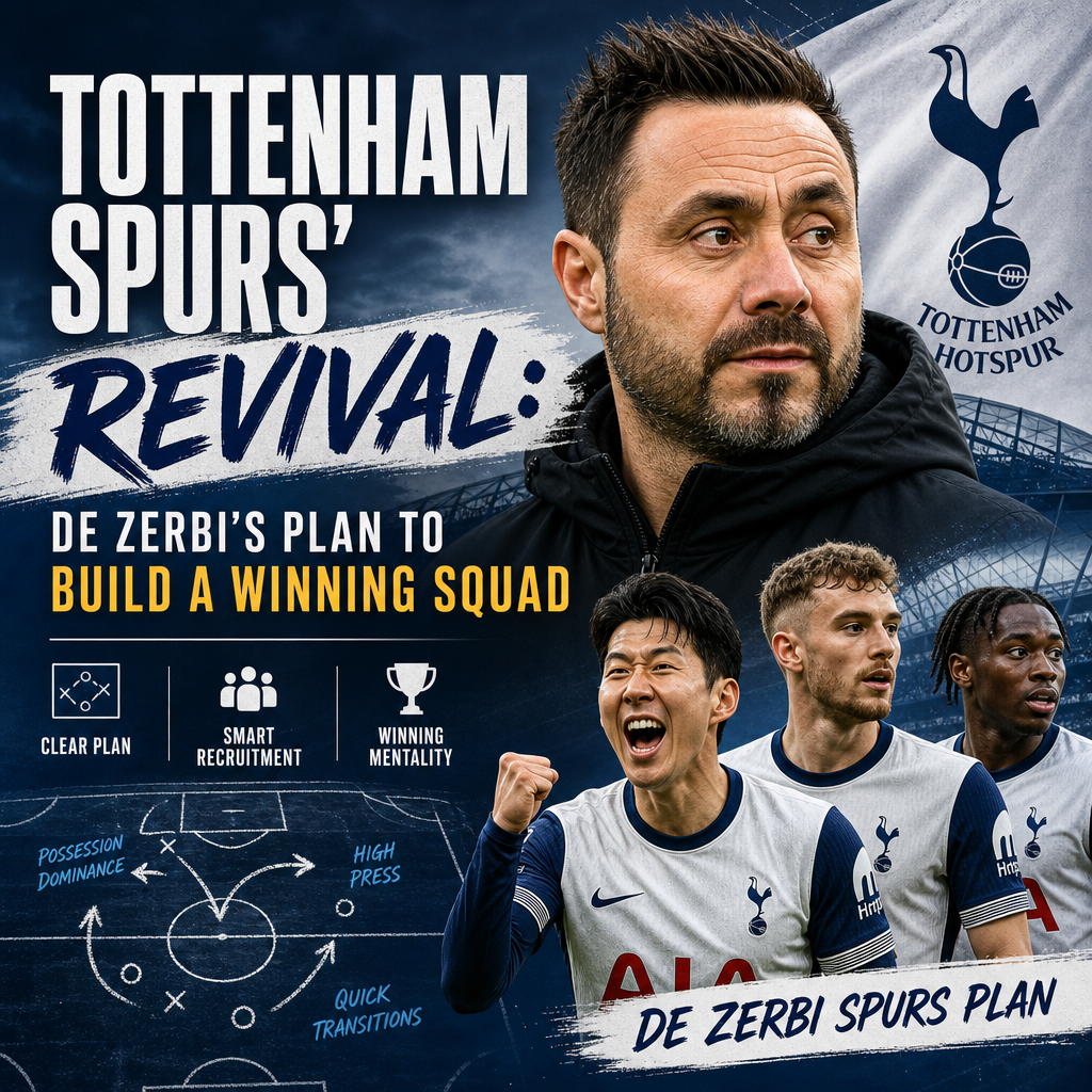 Tottenham Spurs manager De Zerbi discussing strategy to build a winning squad with smart recruitment and strong mentality.