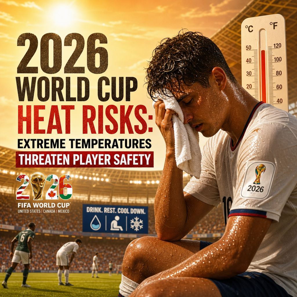 Map showing extreme heat risks across the US, Canada, and Mexico for the 2026 World Cup.
