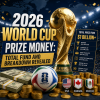 Infographic showing the $1 billion total prize money breakdown for the 2026 World Cup hosted by USA, Canada, and Mexico.