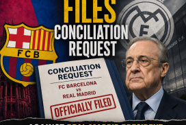 Barcelona officials submitting a conciliation request against Real Madrid president Florentino Pérez.