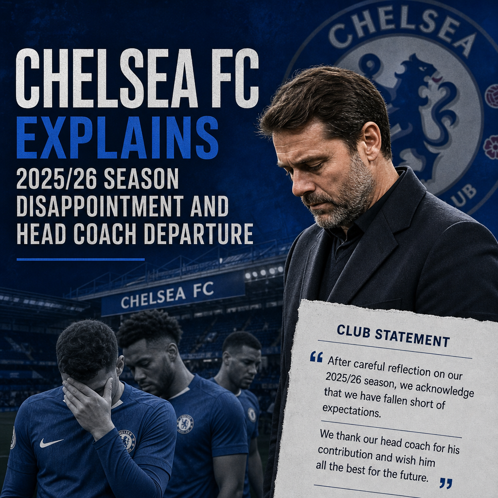 Chelsea FC officials speak at a press conference addressing the 2025/26 season and head coach departure.
