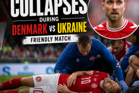 Christian Eriksen collapses on the pitch during Denmark vs Ukraine friendly football match.