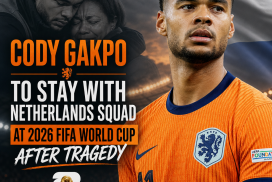 Cody Gakpo in Netherlands jersey, determined, committing to 2026 FIFA World Cup after personal loss.