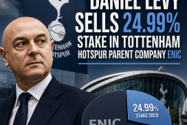 Daniel Levy shaking hands, representing selling 24.99% stake in Tottenham Hotspur parent company ENIC.