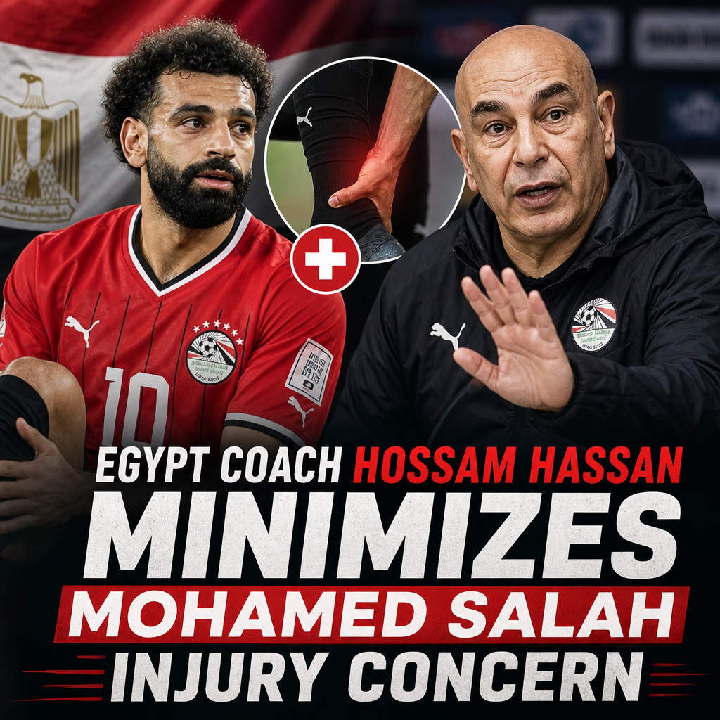 Egypt coach Hossam Hassan speaks at a press conference to address Mohamed Salah’s injury concerns.