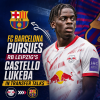 FC Barcelona and RB Leipzig representatives in a meeting, discussing transfer talks for player Castello Lukeba.