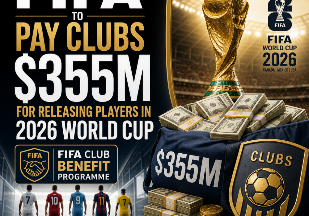 FIFA officials announcing $355 million payments to clubs for releasing players in the 2026 World Cup.