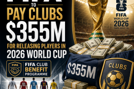FIFA officials announcing $355 million payments to clubs for releasing players in the 2026 World Cup.
