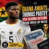 Thomas Partey in Ghana national team jersey, looking focused before a World Cup match.
