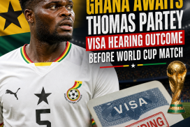 Thomas Partey in Ghana national team jersey, looking focused before a World Cup match.