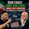 Iran coach Amir Ghalenoei speaks passionately, urging FIFA's Infantino to address Iran's unfair World Cup treatment.