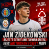 Jan Ziółkowski in a football kit, symbolizing his plans to reject offers and transfer to Nottingham Forest.