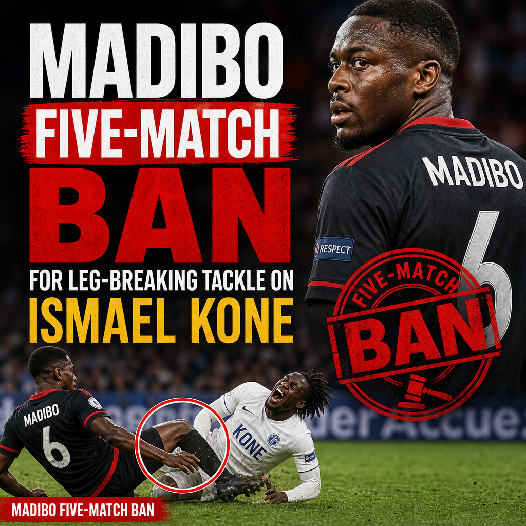 Football player Madibo reacts after receiving a five-match ban for a dangerous tackle on Ismael Kone.