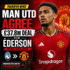 Manchester United and Atalanta officials shaking hands after agreeing Éderson's £37.8M transfer deal.