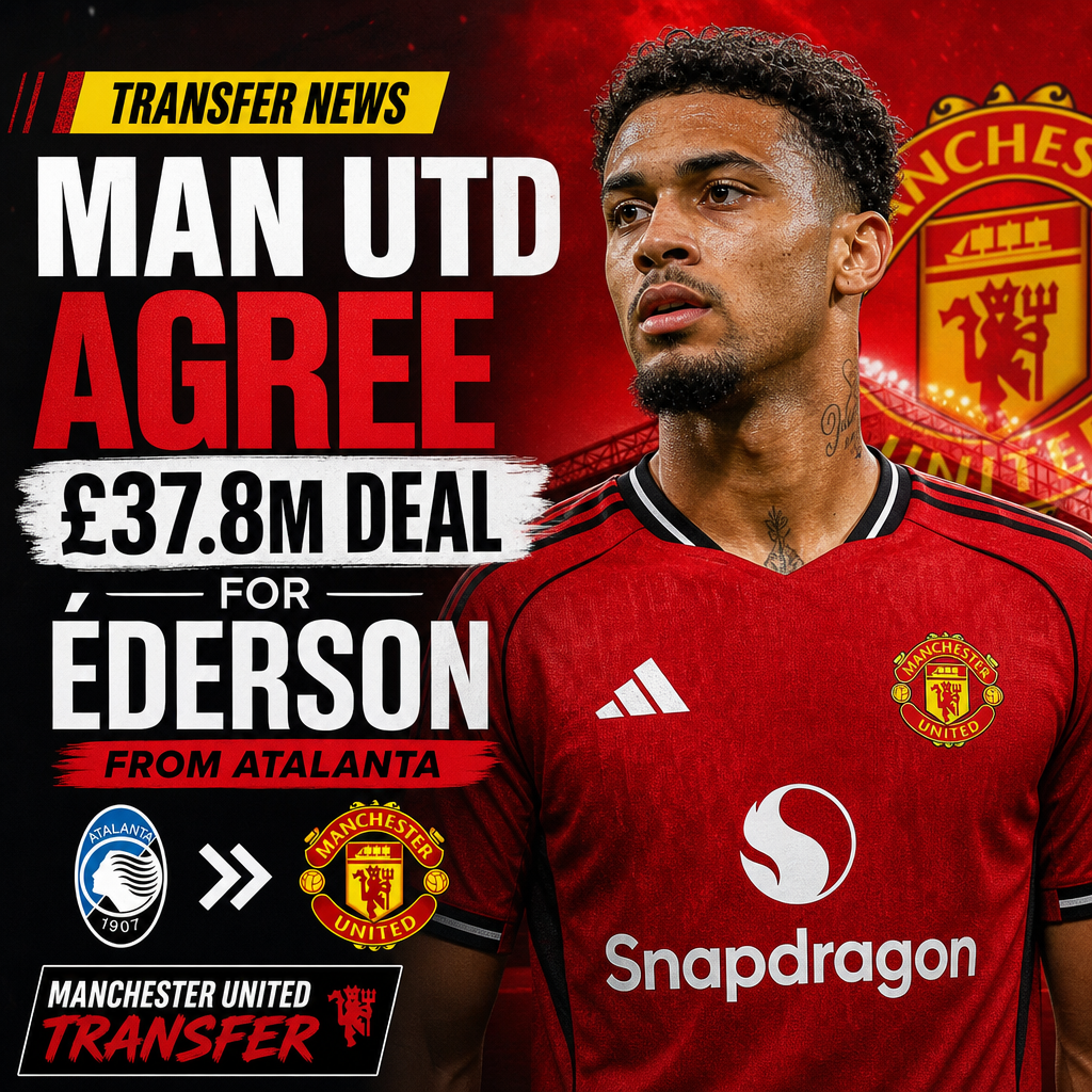 Manchester United and Atalanta officials shaking hands after agreeing Éderson's £37.8M transfer deal.