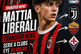Photo of AC Milan midfielder Mattia Liberali in action during a football match.