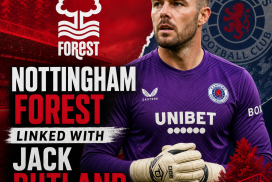 Goalkeeper Jack Butland in action, linked with Nottingham Forest transfer amid Rangers team changes.