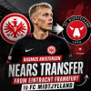 Portrait of Rasmus Kristensen smiling in an Eintracht Frankfurt jersey, hinting at his transfer to FC Midtjylland.
