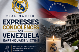Real Madrid shares a message expressing condolences and support for Venezuela earthquake victims.