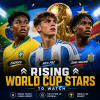 Three young football stars Endrick, Nico Paz, and Johan Manzambi posing confidently as rising World Cup talents.