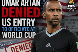 Portrait of Somali official Omar Artan, denied US entry to officiate at FIFA World Cup 2026.