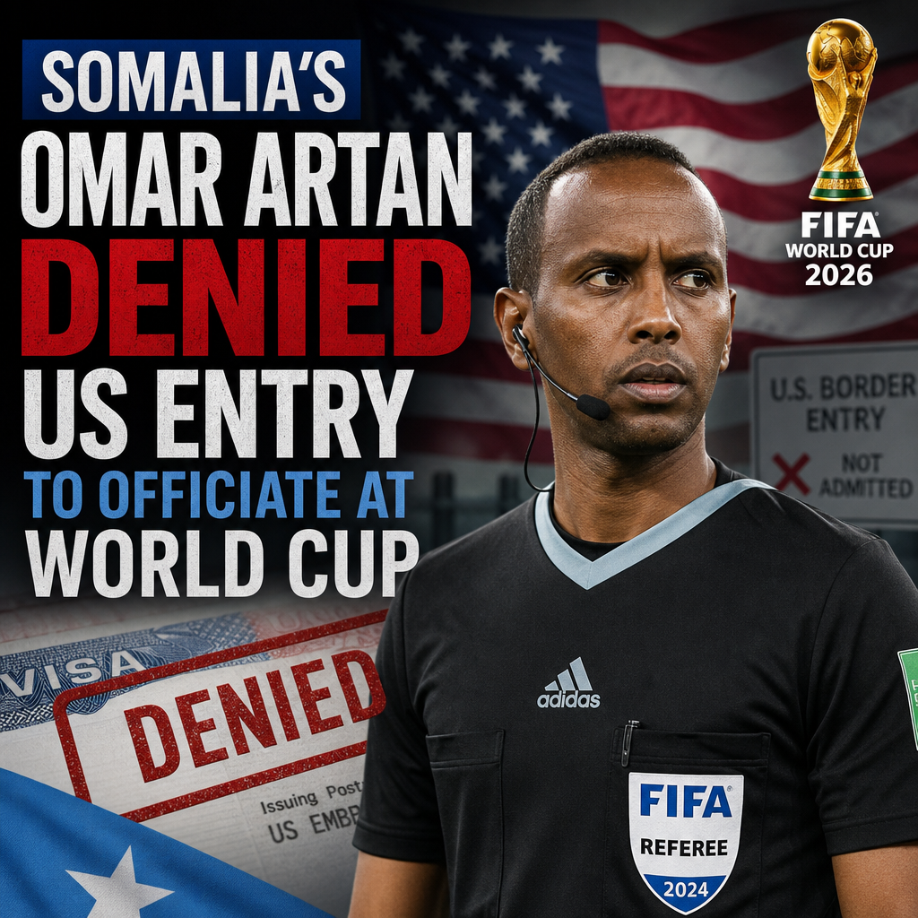 Portrait of Somali official Omar Artan, denied US entry to officiate at FIFA World Cup 2026.