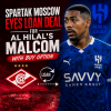 Spartak Moscow's Malcom in action, with transfer news about a possible loan deal from Al Hilal.