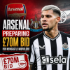 Arsenal and Newcastle officials discussing a potential £70 million transfer for midfielder Gui.
