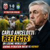 Carlo Ancelotti looks thoughtful during a World Cup qualifiers hydration break after Brazil's 1-0 loss to Norway.
