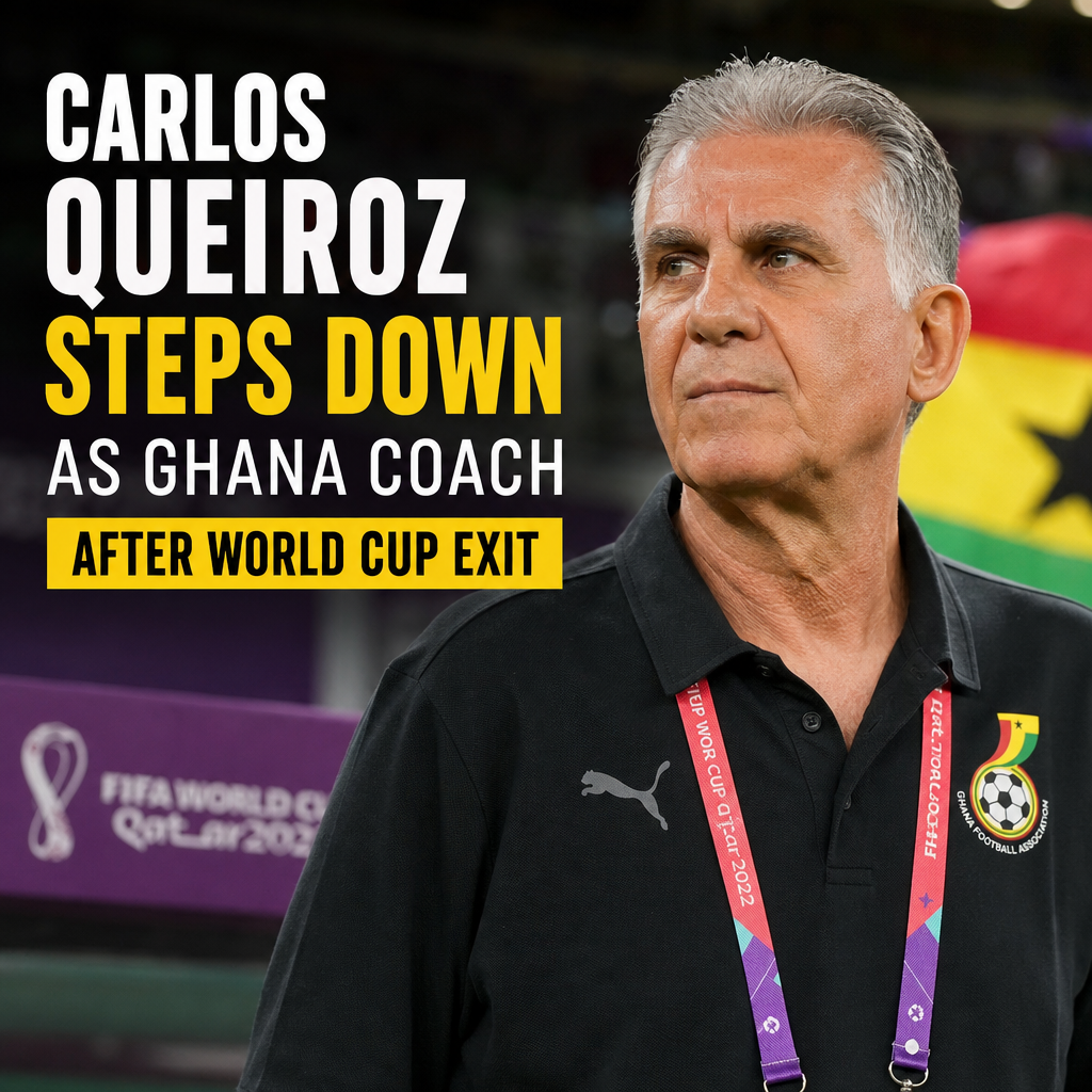 Carlos Queiroz speaking at a press conference after resigning as Ghana national football team coach.