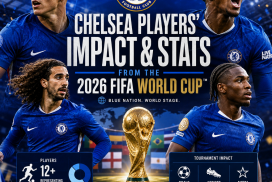 Chart showing Chelsea players' appearances, goals, and assists in the 2026 FIFA World Cup.