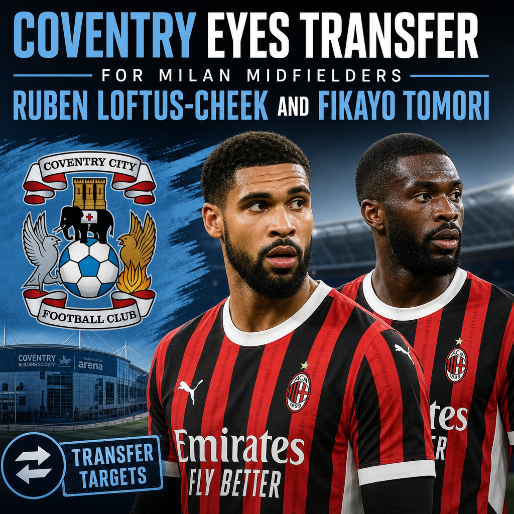 Coventry City interested in AC Milan midfielders Ruben Loftus-Cheek and Fikayo Tomori for transfer.