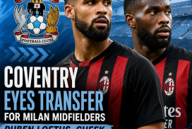 Coventry City logo with images of Ruben Loftus-Cheek and Fikayo Tomori, highlighting a transfer interest.