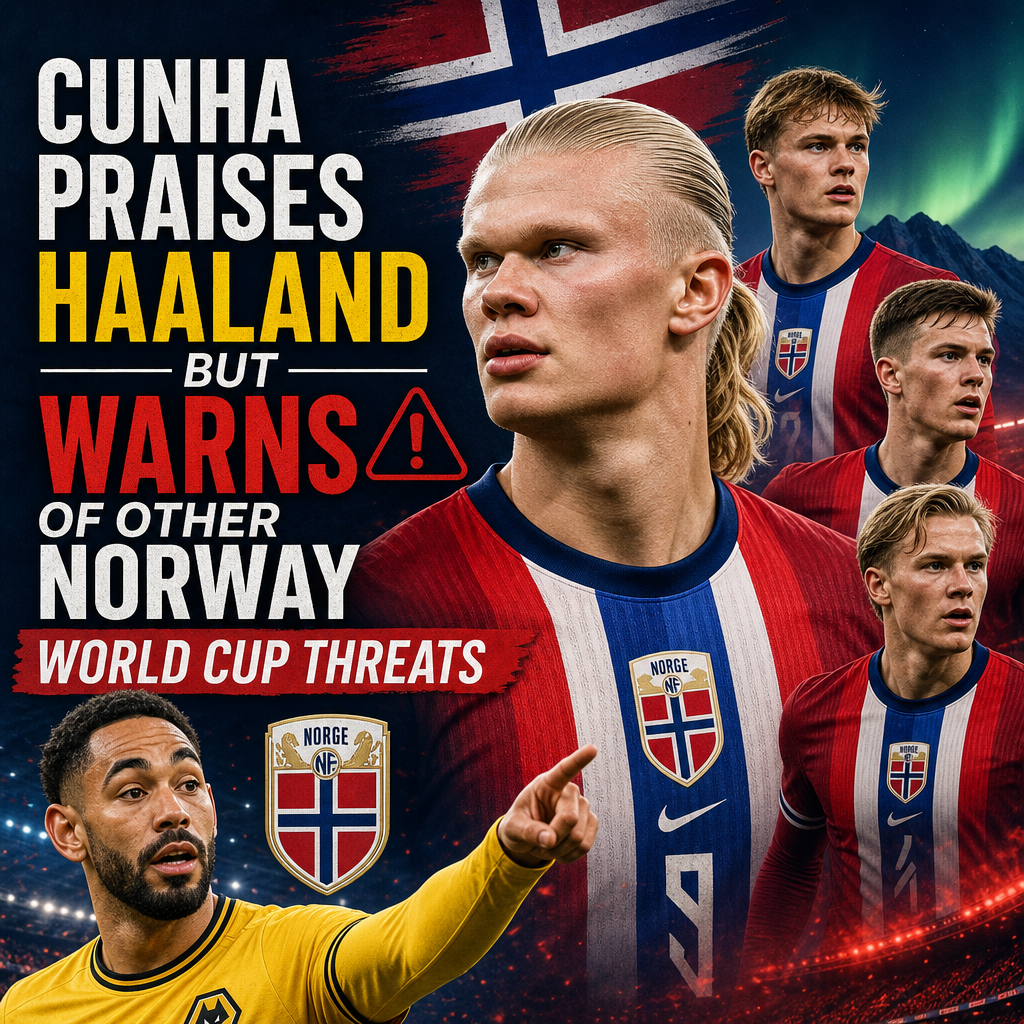 Norwegian football players including Haaland, highlighting Norway's strong World Cup team threats.