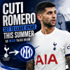 Cuti Romero in Tottenham Hotspur kit, looking focused during a match, hinting at his potential transfer to Inter Milan.