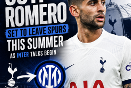 Cuti Romero in Tottenham Hotspur kit, looking focused during a match, hinting at his potential transfer to Inter Milan.