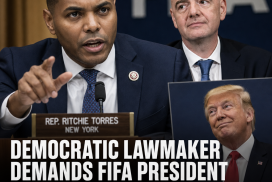 Democratic lawmaker Ritchie Torres speaking passionately while demanding FIFA President Gianni Infantino testify.