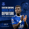 Everton Football Club confirms Idrissa Gueye's departure after seven seasons, showing Gueye in club jersey.