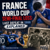 Timeline infographic showing France's World Cup semi-final losses, highlighting 1986 and recent matches with team photos and