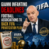 Gianni Infantino speaking passionately at a FIFA event urging football associations to support privatization plans.