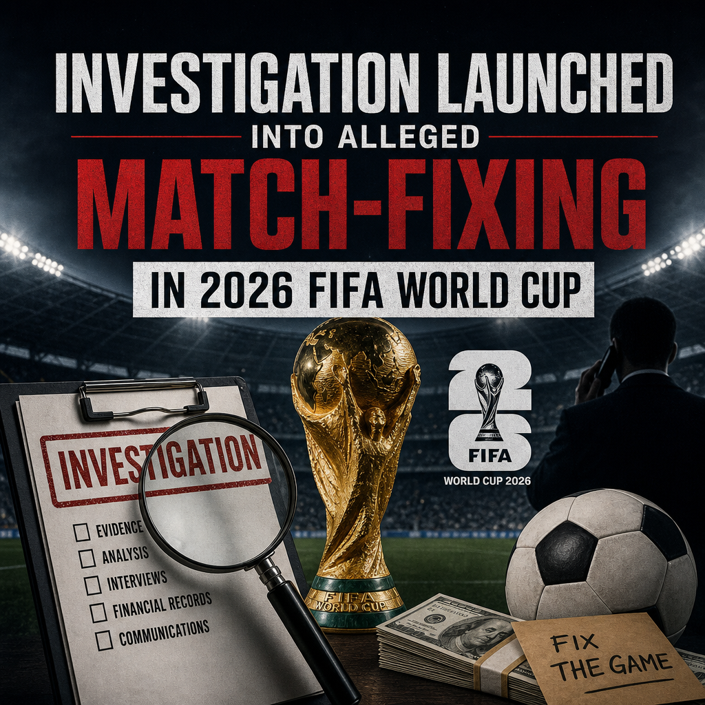 Officials inspecting documents and computers as part of a 2026 FIFA World Cup match-fixing investigation.